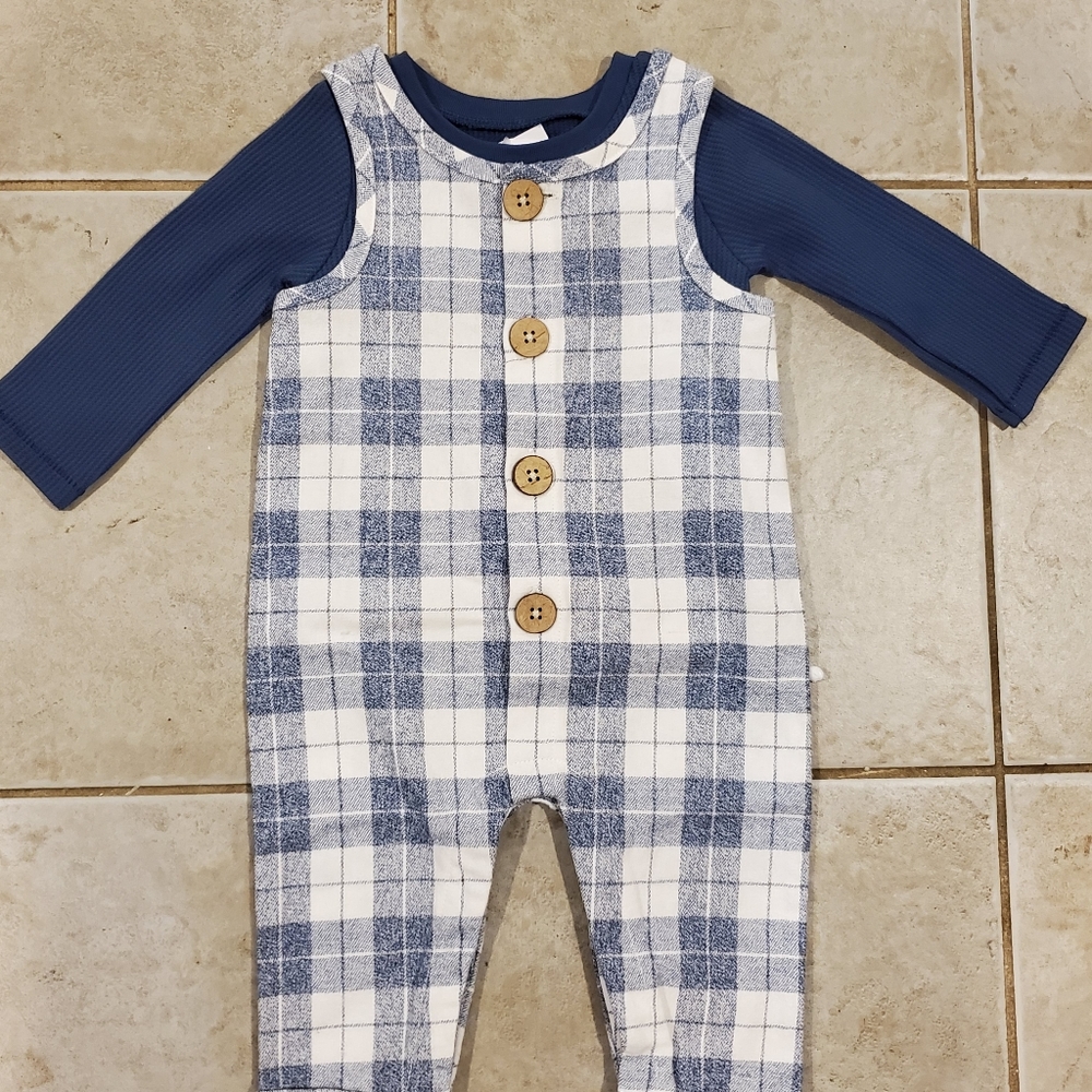 Boys Check Overall Set